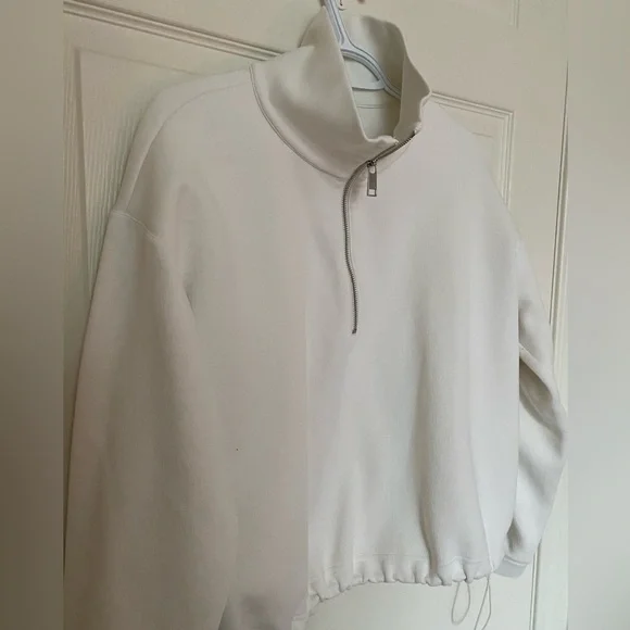 Club Monaco Funnel Neck Sweatshirt in Egret - Picture 15 of 15